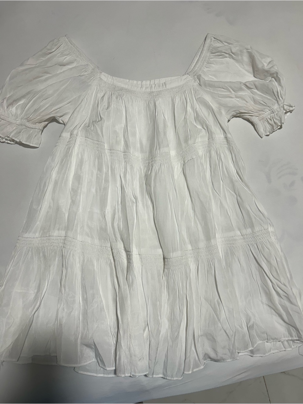 Mustard Seed White Off-Shoulder Tiered Dress